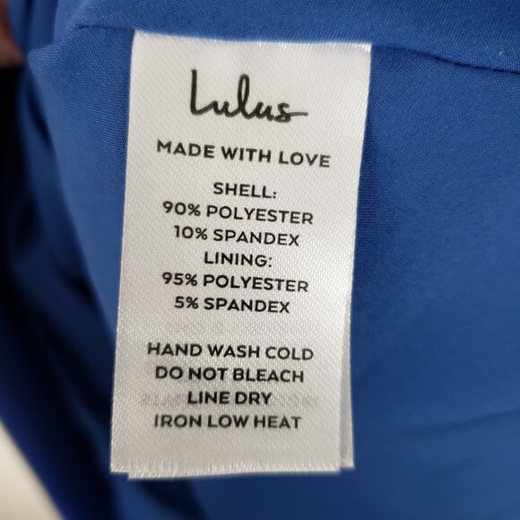 Lulus Positively Flirty Dress NWT Blue Satin Bustier Skater Pockets Size Small - Picture 13 of 14